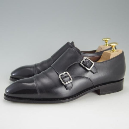 美品★(スペイン製)カルミナ SIZE 6.5【モデル定価￥72,600-★ダブルモンク/10003】SIMPSOMラスト/カーフ/NEGRO/黒/メンズ/CARMINA★e815