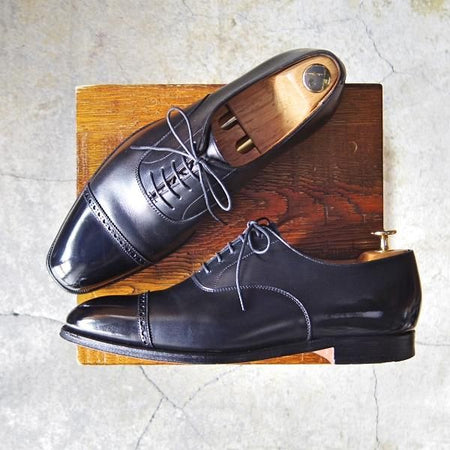 美品★クロケット&ジョーンズ UK7.5/US8E【★(米)ラルフローレン別注/POLO Ralph Lauren】パンチドキャップトゥ/カーフ/Crockett&Jones★e817