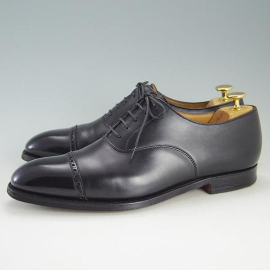 美品★クロケット&ジョーンズ UK7.5/US8E【★(米)ラルフローレン別注/POLO Ralph Lauren】パンチドキャップトゥ/カーフ/Crockett&Jones★e817