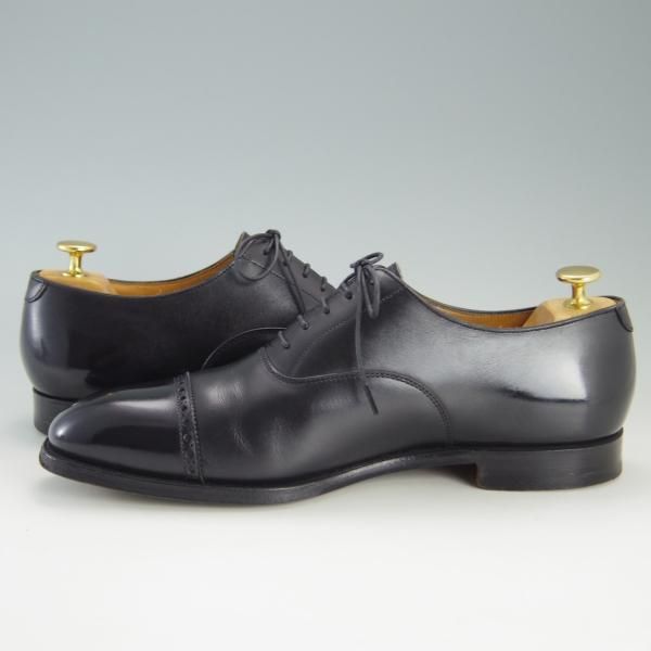 美品★クロケット&ジョーンズ UK7.5/US8E【★(米)ラルフローレン別注/POLO Ralph Lauren】パンチドキャップトゥ/カーフ/Crockett&Jones★e817