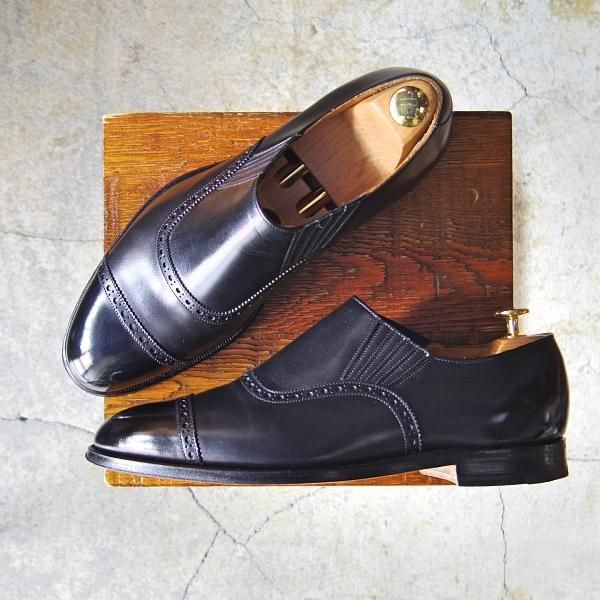 極上★(英)ニュー&リングウッド SIZE 8.5【貴重★QA07/サイドエラスティック】カーフ/黒/メンズ/リーガル/REGAL/NEW＆LINGWOOD★e823