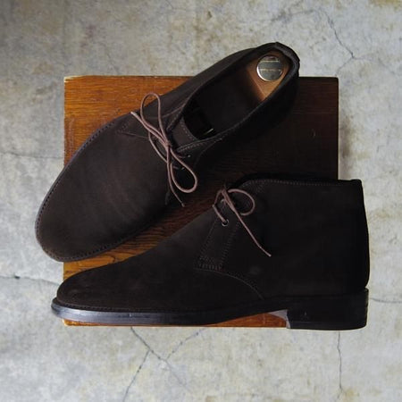 極上★(伊)タニノクリスチー SIZE 7【定価￥136,500-★最後期のチャッカブーツ/Jardo】ジャルド/スエード/濃茶/TANINO CRISCI★e825