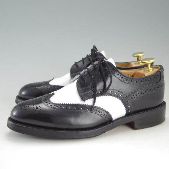 美品★トリッカーズ(レディース) SIZE 3.5【★カントリーシューズ/L7290】フルブローグ/カーフ/黒×白/短靴/Tricker's★e828
