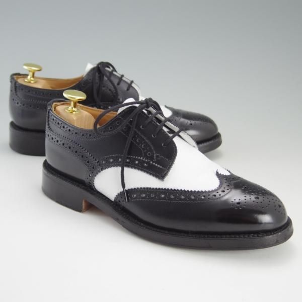 美品★トリッカーズ(レディース) SIZE 3.5【★カントリーシューズ/L7290】フルブローグ/カーフ/黒×白/短靴/Tricker's★e828
