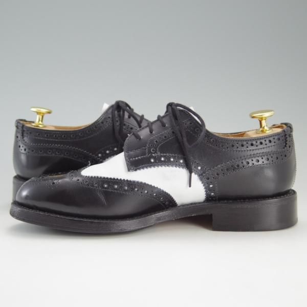 美品★トリッカーズ(レディース) SIZE 3.5【★カントリーシューズ/L7290】フルブローグ/カーフ/黒×白/短靴/Tricker's★e828