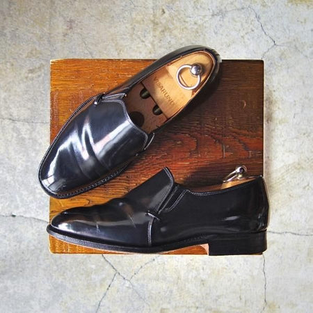 極上★チャーチ 50F/UK5【旧チャーチ★ブックバインダーカーフ/3都市ロゴ】69Rラスト/Everdon/サイドエラスティック/黒/Church's★e830