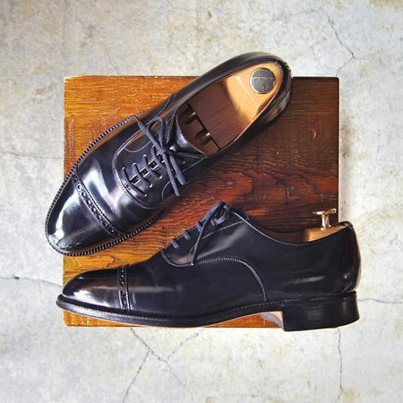 極上★チャーチ 65F/UK6.5【旧チャーチ★ブックバインダーカーフ/3都市ロゴ】84ラスト/Barcroft/パンチドキャップトゥ/黒/Church's★e832