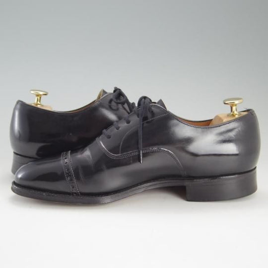 極上★チャーチ 65F/UK6.5【旧チャーチ★ブックバインダーカーフ/3都市ロゴ】84ラスト/Barcroft/パンチドキャップトゥ/黒/Church's★e832