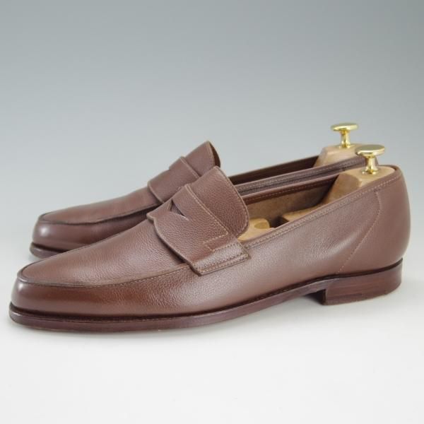 美品★クロケット&ジョーンズ 8E【★コインローファー/SELSEY】366ラスト/グレインレザー/茶/メンズ/Crockett&Jones★e833