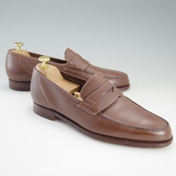 美品★クロケット&ジョーンズ 8E【★コインローファー/SELSEY】366ラスト/グレインレザー/茶/メンズ/Crockett&Jones★e833