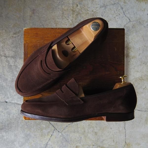 極上★クロケット&ジョーンズ 8.5E【★(英)ポールスミス別注/Paul Smith】コインローファー/スエード/濃茶/メンズ/Crockett&Jones★e834