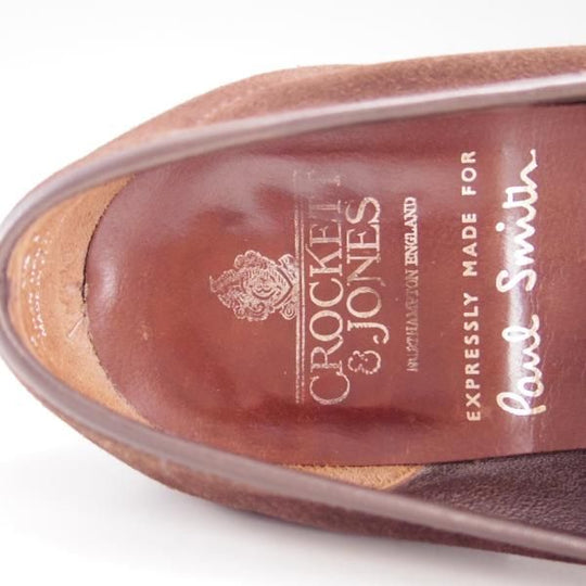 極上★クロケット&ジョーンズ 8.5E【★(英)ポールスミス別注/Paul Smith】コインローファー/スエード/濃茶/メンズ/Crockett&Jones★e834