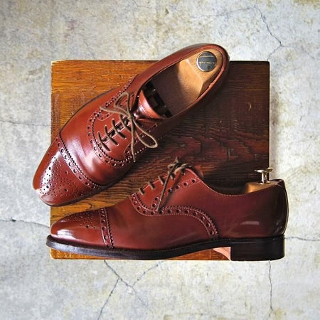 極上★クロケット&ジョーンズ 6.5F【★(英)ポールセンスコーン別注/Poulsen Skone】238ラスト/セミブローグ/カーフ/Crockett&Jones★e835