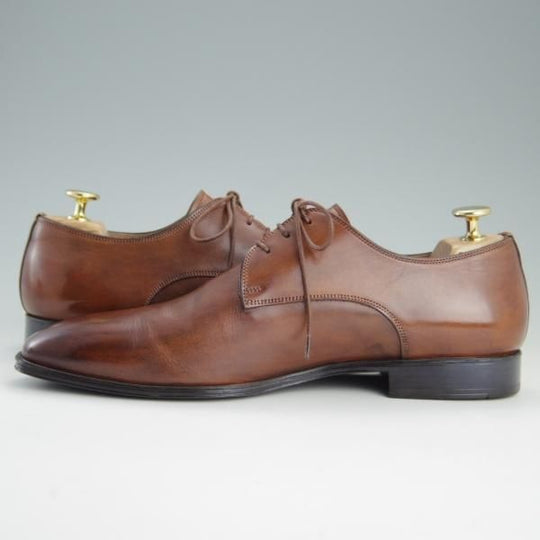 美品★(伊)サントーニ SIZE 5.5(UK6.5程度)【★プレーントゥ/8173】カーフ/茶/メンズ/Santoni★e839