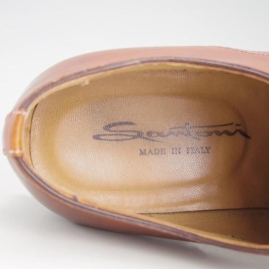 美品★(伊)サントーニ SIZE 5.5(UK6.5程度)【★プレーントゥ/8173】カーフ/茶/メンズ/Santoni★e839