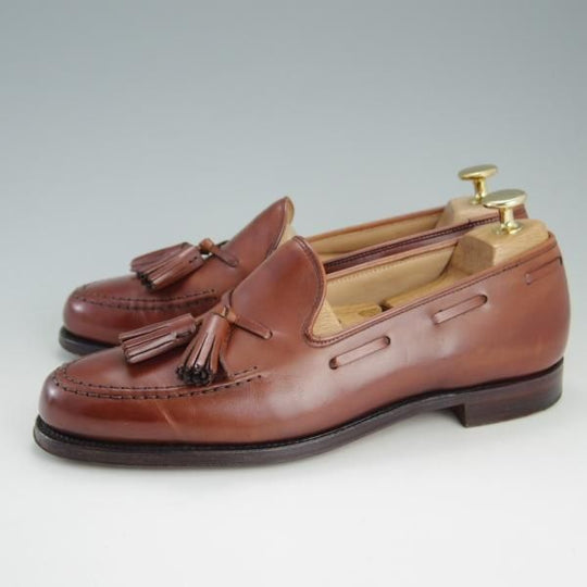 美品★クロケット&ジョーンズ 6.5E【★バーニーズNY別注/NASH 2】376ラスト/タッセルローファー/カーフ/茶/BARNEYS/Crockett&Jones★e842