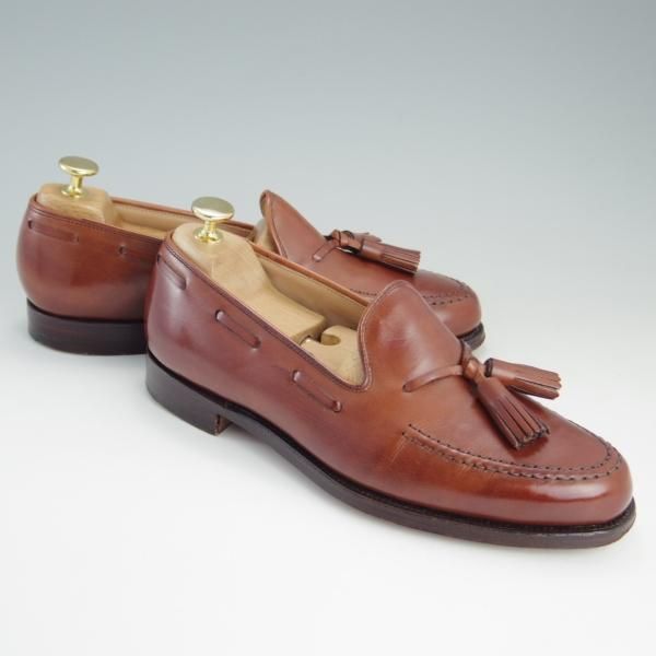 美品★クロケット&ジョーンズ 6.5E【★バーニーズNY別注/NASH 2】376ラスト/タッセルローファー/カーフ/茶/BARNEYS/Crockett&Jones★e842