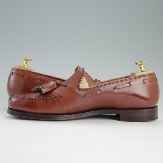 美品★クロケット&ジョーンズ 6.5E【★バーニーズNY別注/NASH 2】376ラスト/タッセルローファー/カーフ/茶/BARNEYS/Crockett&Jones★e842