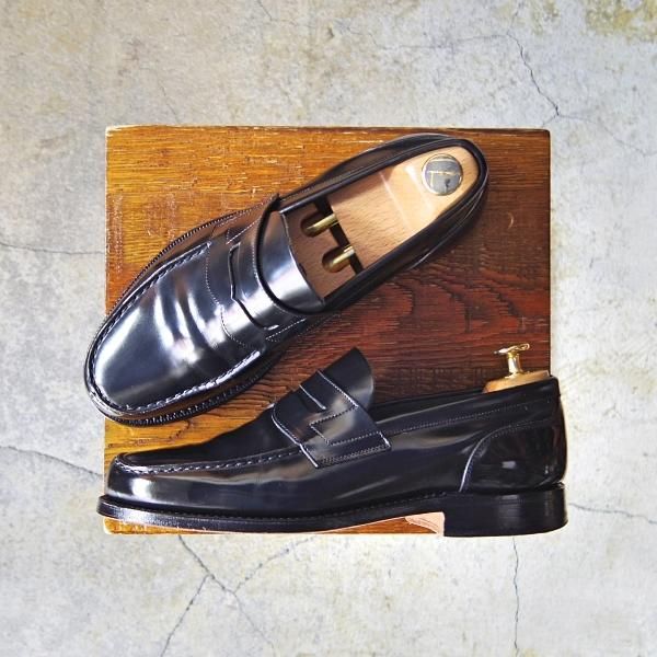 美品★チャーチ 55F/UK5.5【★コインローファー/ポリッシュドバインダーカーフ】4都市ロゴ/黒/メンズ/Church's★e847