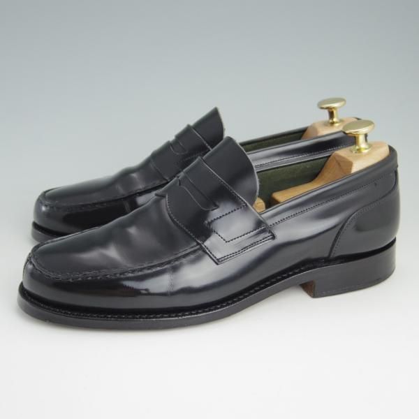 美品★チャーチ 55F/UK5.5【★コインローファー/ポリッシュドバインダーカーフ】4都市ロゴ/黒/メンズ/Church's★e847