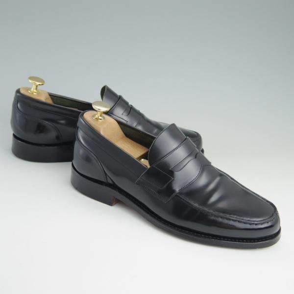 美品★チャーチ 55F/UK5.5【★コインローファー/ポリッシュドバインダーカーフ】4都市ロゴ/黒/メンズ/Church's★e847