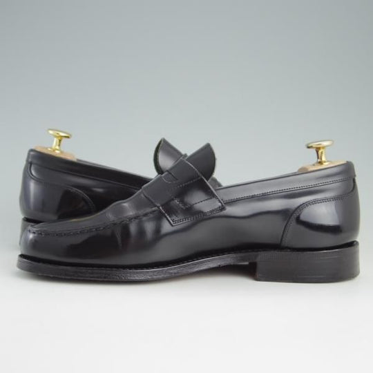 美品★チャーチ 55F/UK5.5【★コインローファー/ポリッシュドバインダーカーフ】4都市ロゴ/黒/メンズ/Church's★e847