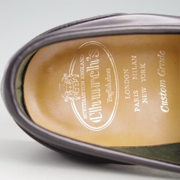 美品★チャーチ 55F/UK5.5【★コインローファー/ポリッシュドバインダーカーフ】4都市ロゴ/黒/メンズ/Church's★e847