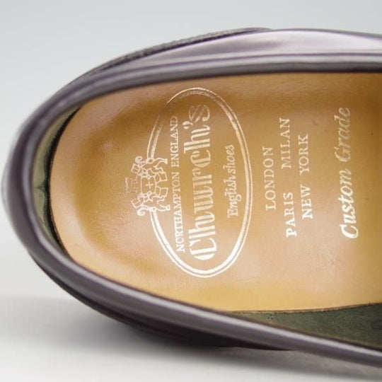 美品★チャーチ 55F/UK5.5【★コインローファー/ポリッシュドバインダーカーフ】4都市ロゴ/黒/メンズ/Church's★e847