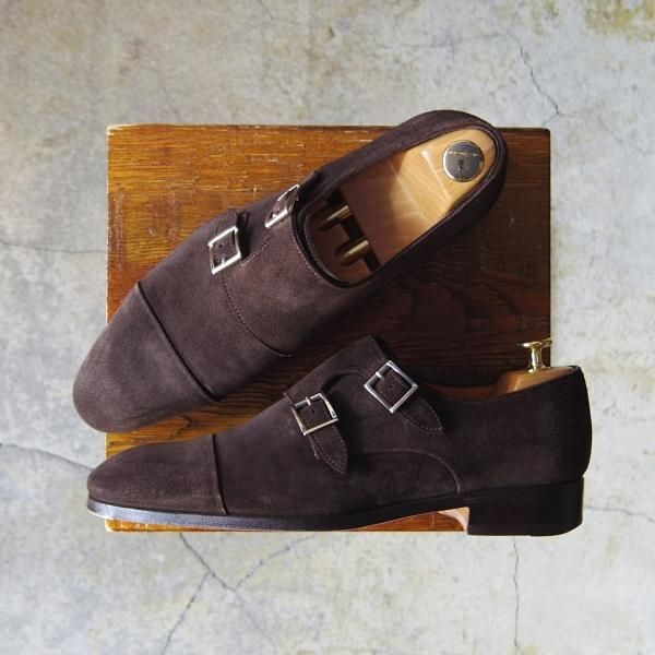 美品★(伊)サントーニ SIZE 6【★ダブルモンク/11652】スエード/濃茶/メンズ/Santoni★e852