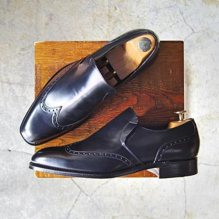 新品★(英)チーニー 7.5F【貴重★(英)Kent&Curwen別注/サイドエラスティック】3888ラスト/カーフ/黒/メンズ/CHEANEY★e861