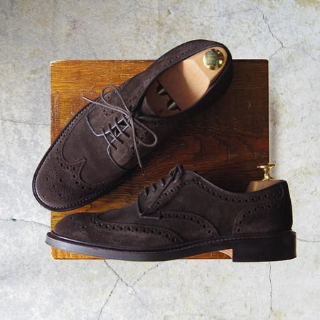 極美品★(英)チーニー 6E【定価￥68,200-★HAVELOCK/125ラスト】フルブローグ/スエード/濃茶/メンズ/CHEANEY★e862