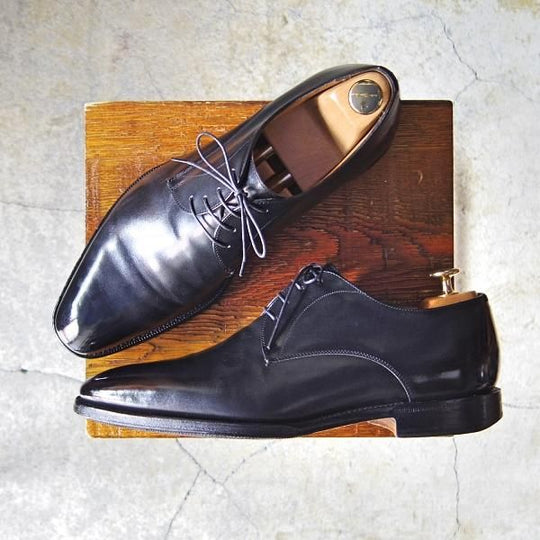 極上★チャーチ 65G/UK7程度【★SAWLEY/130ラスト】4都市ロゴ/プレーントゥ/Vフロント/カーフ/黒/メンズ/Church's★e863