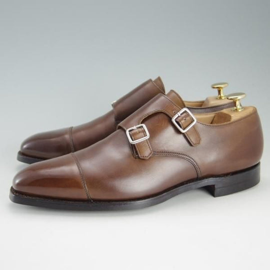 極美品★クロケット&ジョーンズ 6.5E【定価￥96,800-★ダイナイトソール仕様/LOWNDES】348ラスト/ダブルモンク/茶/Crockett&Jones★e867