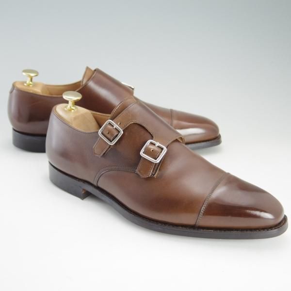 極美品★クロケット&ジョーンズ 6.5E【定価￥96,800-★ダイナイトソール仕様/LOWNDES】348ラスト/ダブルモンク/茶/Crockett&Jones★e867