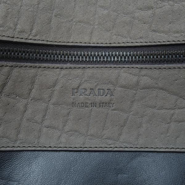 極上★プラダ/PRADA【貴重★エレファントレザー/象革/ブリーフケース】メンズ/ビジネス/バッグ/灰/革/鞄★N5572