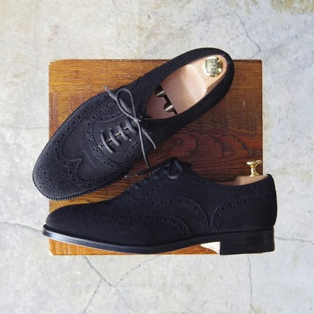 新品★チャーチ 65F/UK6.5【貴重★黒スエードのBUCK/旧チャーチ/73ラスト】3都市ロゴ/フルブローグ/メンズ/Church's★e870