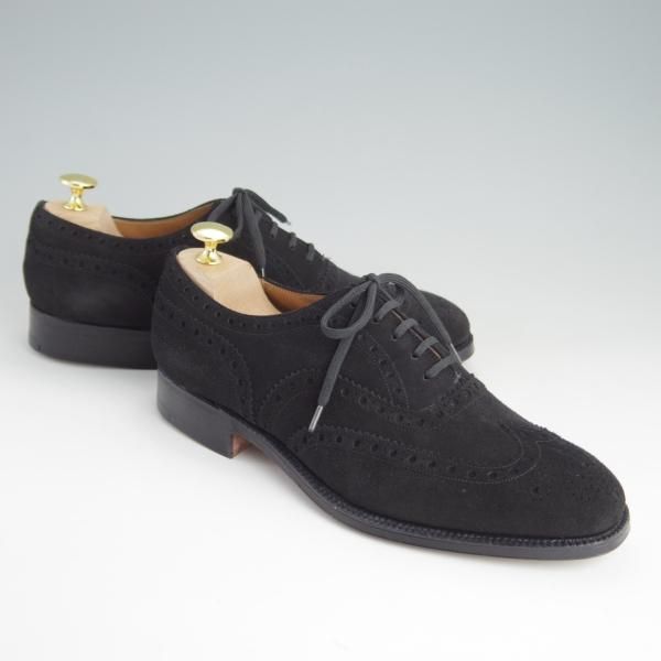 新品★チャーチ 65F/UK6.5【貴重★黒スエードのBUCK/旧チャーチ/73ラスト】3都市ロゴ/フルブローグ/メンズ/Church's★e870