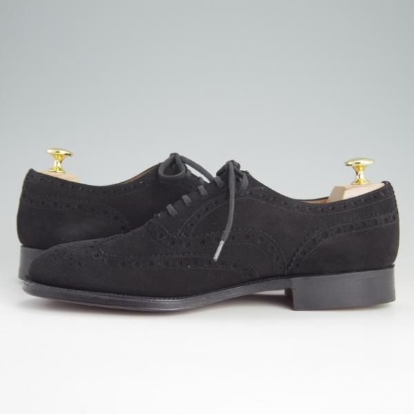 新品★チャーチ 65F/UK6.5【貴重★黒スエードのBUCK/旧チャーチ/73ラスト】3都市ロゴ/フルブローグ/メンズ/Church's★e870