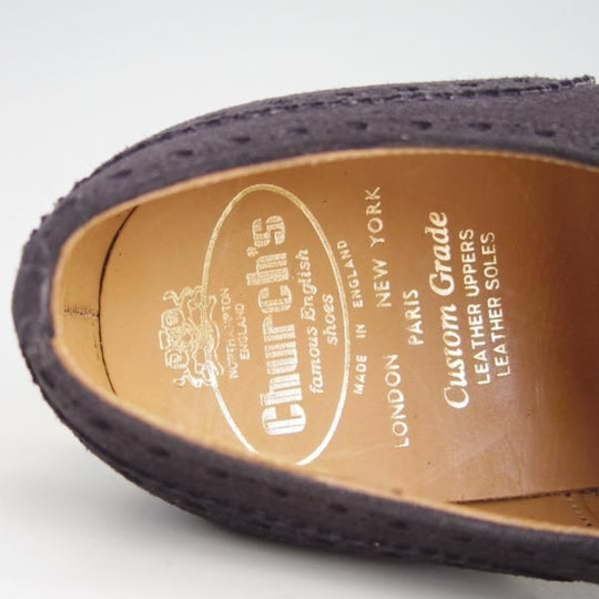 新品★チャーチ 65F/UK6.5【貴重★黒スエードのBUCK/旧チャーチ/73ラスト】3都市ロゴ/フルブローグ/メンズ/Church's★e870