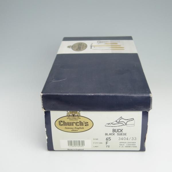 新品★チャーチ 65F/UK6.5【貴重★黒スエードのBUCK/旧チャーチ/73ラスト】3都市ロゴ/フルブローグ/メンズ/Church's★e870