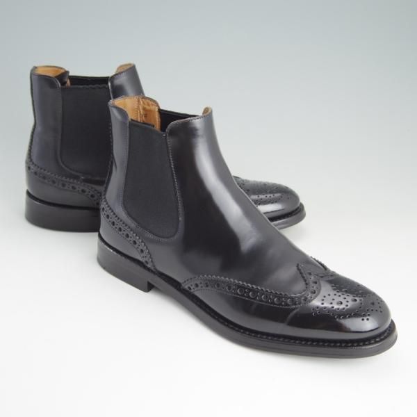 極美品★チャーチ(レディース) SIZE 37【定価￥96,800-★KETSBY WG/サイドゴアブーツ】ポリッシュドバインダーカーフ/黒/Church's★e871