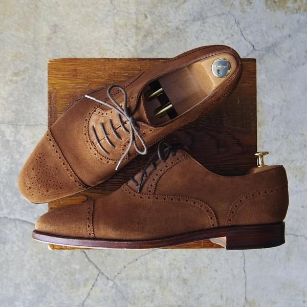 極上★(スペイン製)カルミナ SIZE 9.5【定価￥72,600-★セミブローグ/10051】RAINラスト/スエード/茶/メンズ/CARMINA★e872