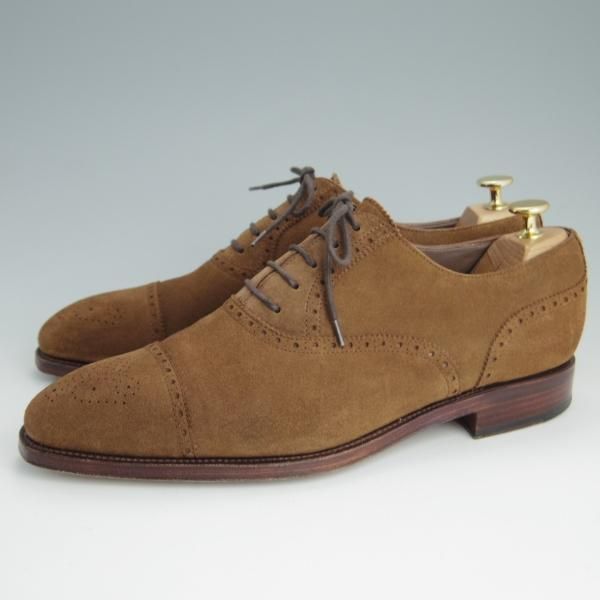 極上★(スペイン製)カルミナ SIZE 9.5【定価￥72,600-★セミブローグ/10051】RAINラスト/スエード/茶/メンズ/CARMINA★e872