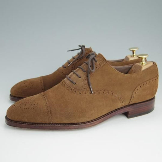 極上★(スペイン製)カルミナ SIZE 9.5【定価￥72,600-★セミブローグ/10051】RAINラスト/スエード/茶/メンズ/CARMINA★e872