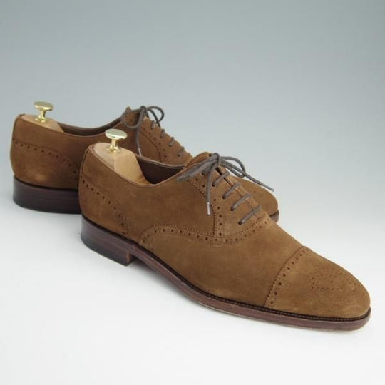 極上★(スペイン製)カルミナ SIZE 9.5【定価￥72,600-★セミブローグ/10051】RAINラスト/スエード/茶/メンズ/CARMINA★e872