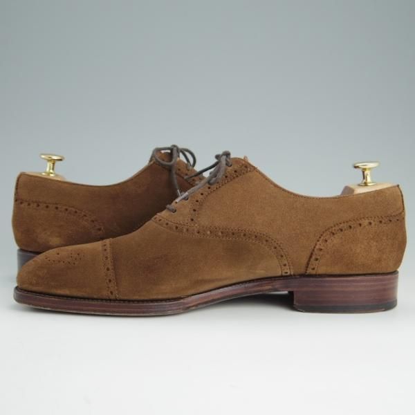 極上★(スペイン製)カルミナ SIZE 9.5【定価￥72,600-★セミブローグ/10051】RAINラスト/スエード/茶/メンズ/CARMINA★e872