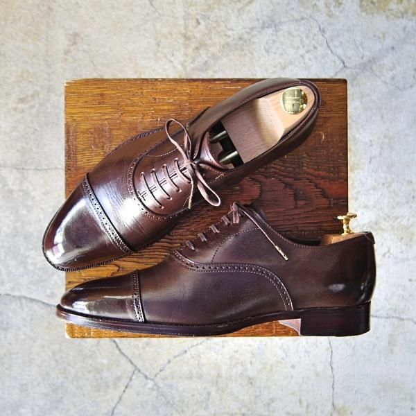 美品★トレーディングポスト SIZE 7【★クォーターブローグ/1007】カーフ/濃茶/メンズ/Trading Post★e878