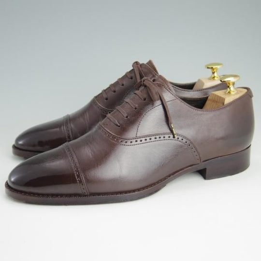 美品★トレーディングポスト SIZE 7【★クォーターブローグ/1007】カーフ/濃茶/メンズ/Trading Post★e878