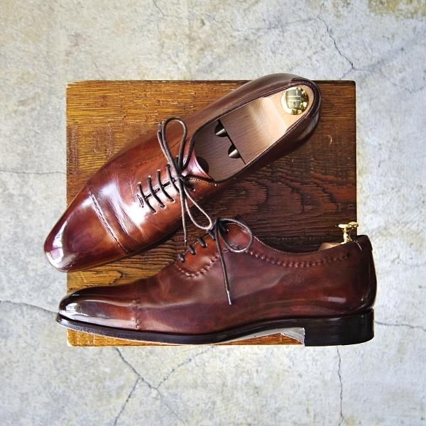 美品★(スペイン製)マグナーニ・セレクション SIZE 38【定価￥88,000-★スキンステッチ仕様/19883】カーフ/コニャック/MAGNANNI★e879