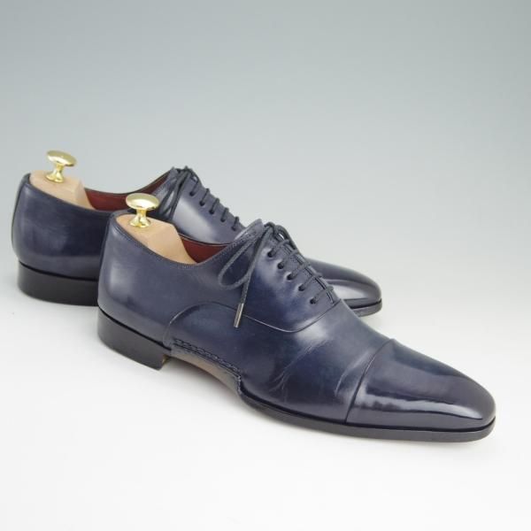 美品★(スペイン製)マグナーニ SIZE 38【現行定価7万円程度★オパンケ/ボロネーゼ製法】13527/ストレートチップ/紺/MAGNANNI★e881